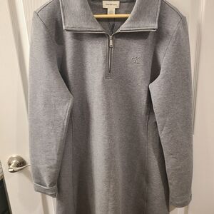 Calvin Klein Gray Quarter-Zip Dress